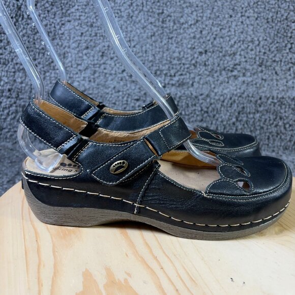 Spring Step Shoes Hope Mary Jane Womens Size 9.5 Black Leather Slingback Clogs - Picture 3 of 8